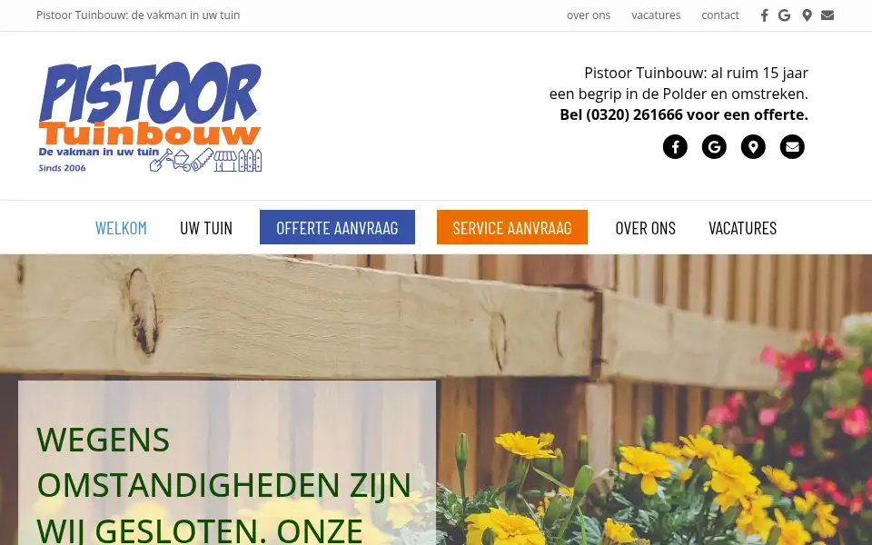 Screenshot of pistoortuinbouw.nl