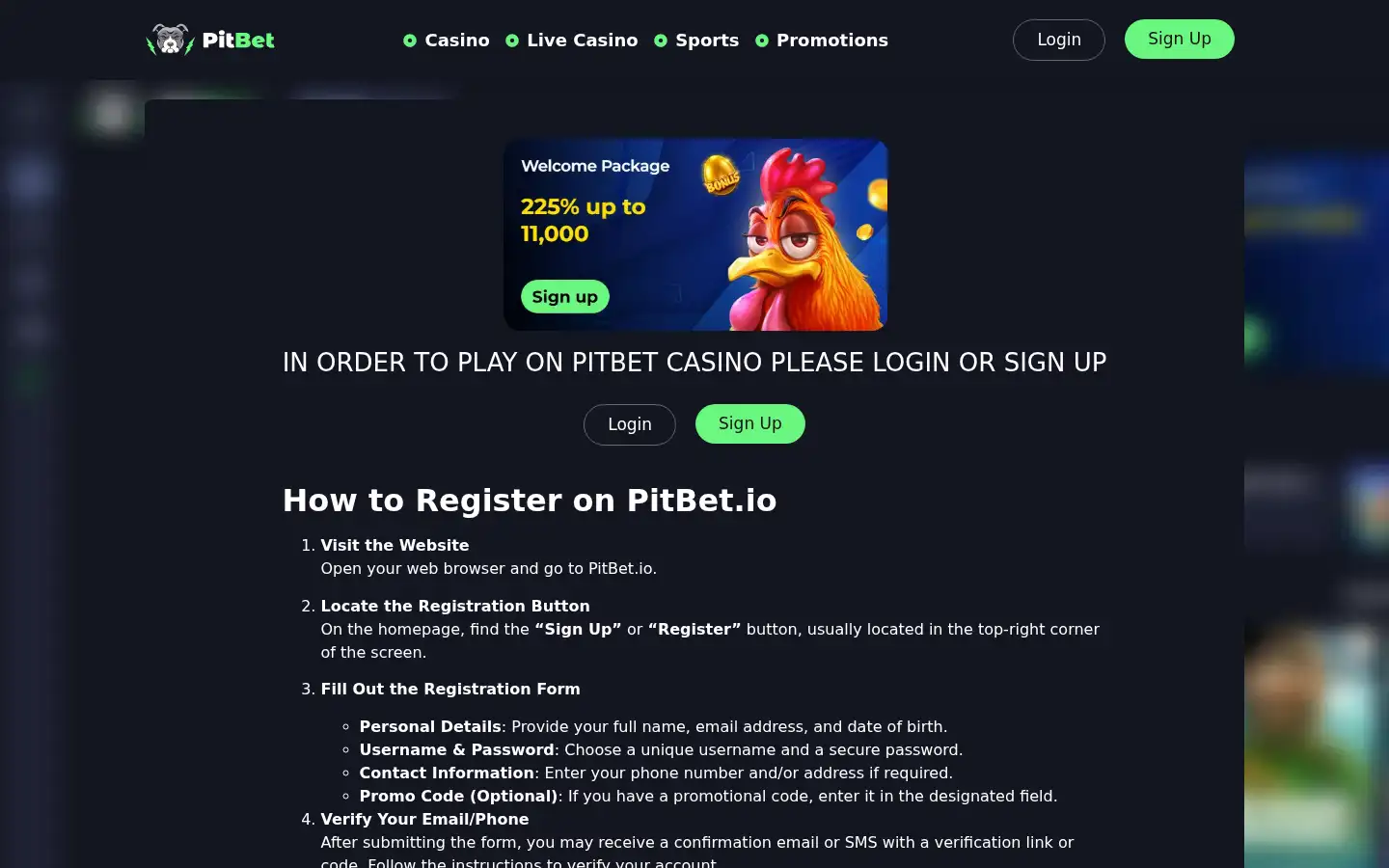 Screenshot of pitbetcasino.co.uk