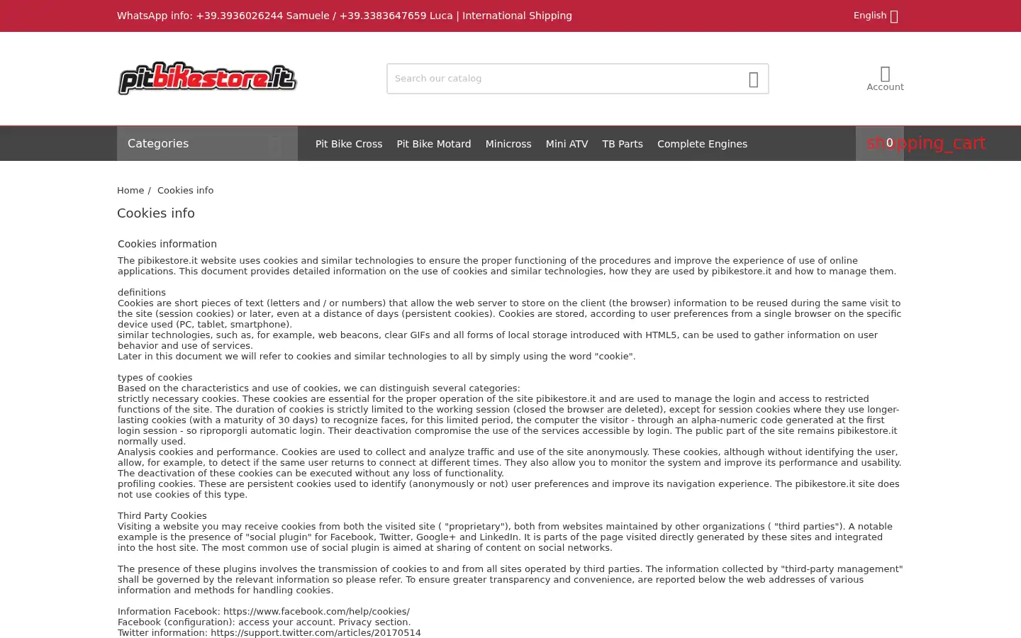 Screenshot of pitbikestore.it