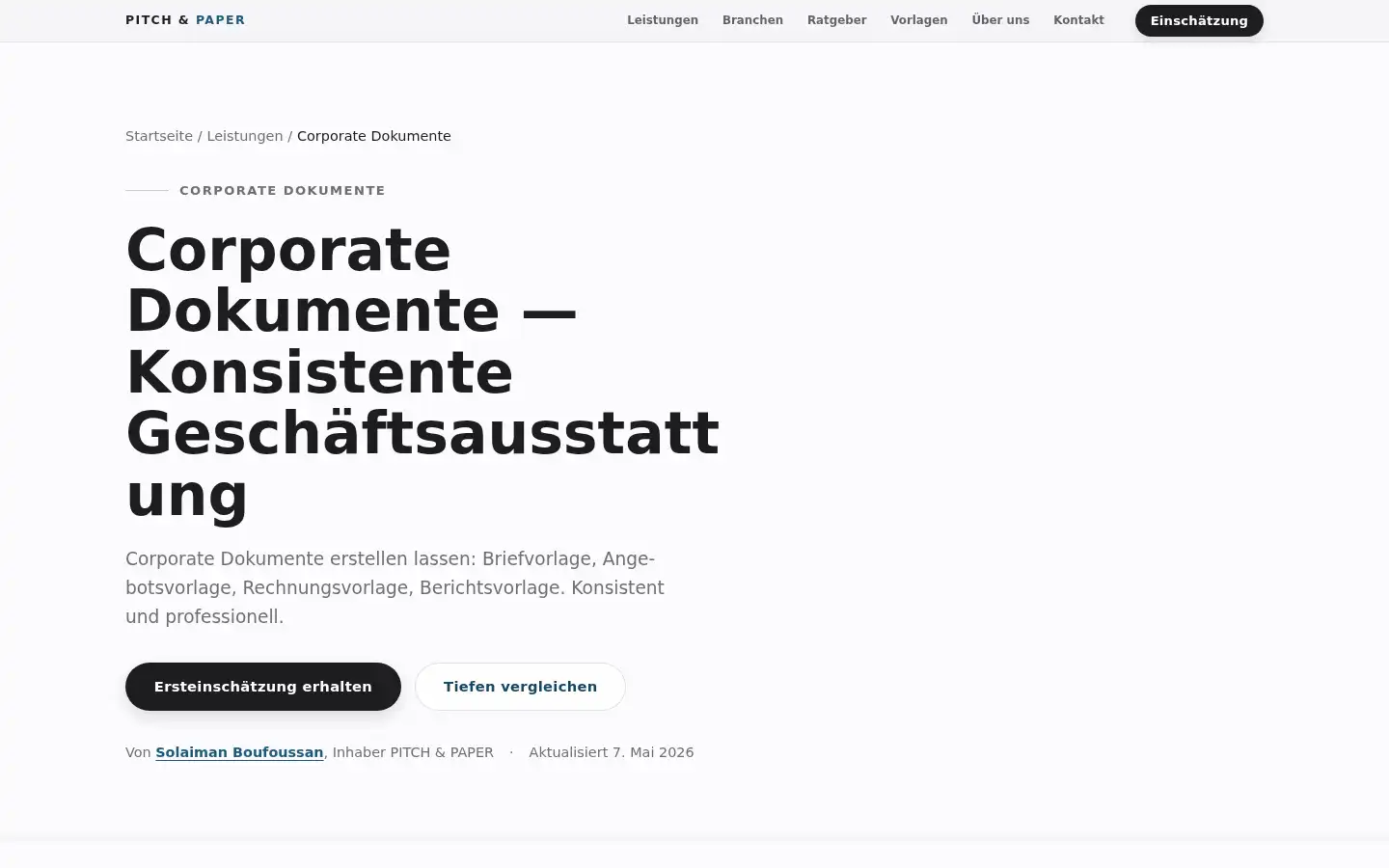 Screenshot of pitchandpaper.com