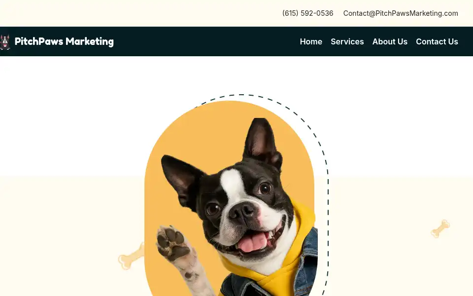 Screenshot of pitchpawsmarketing.com