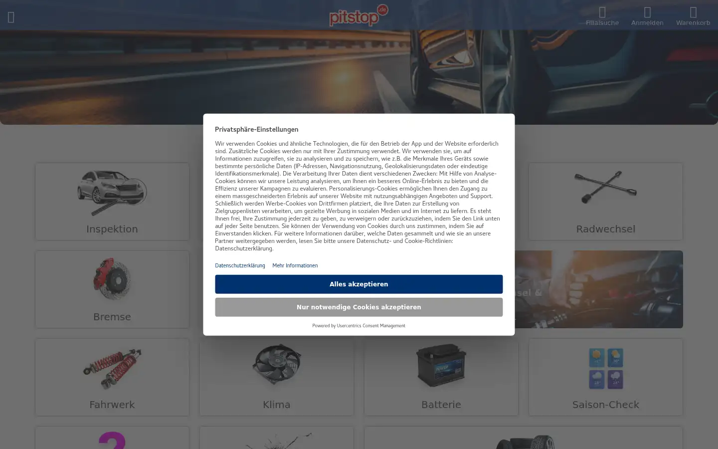 Screenshot of pitstop.de