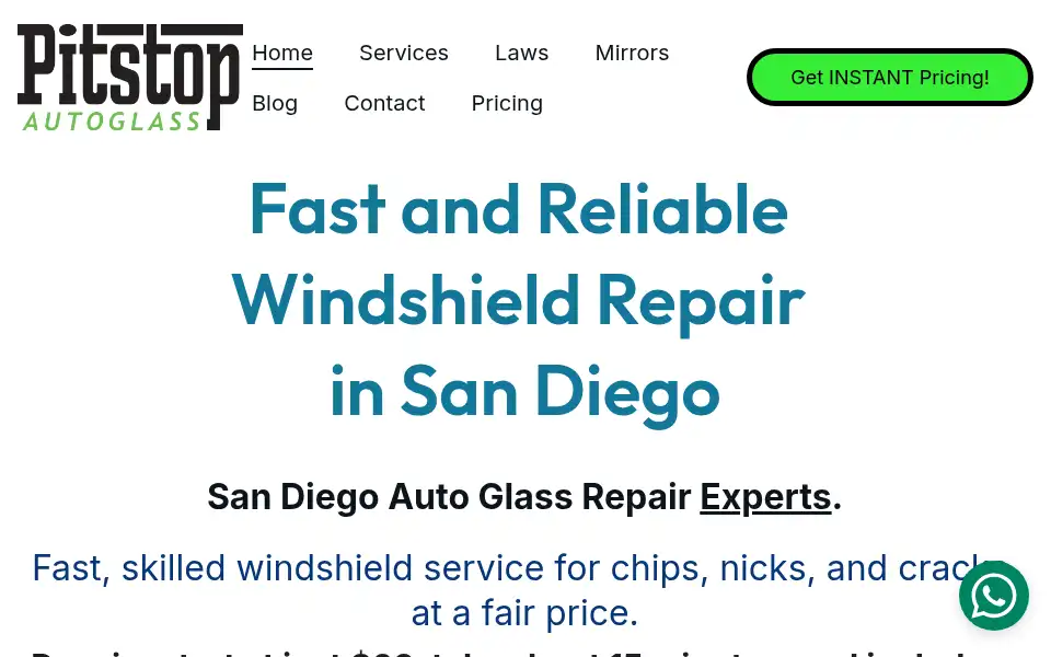 Screenshot of pitstopautoglass.com