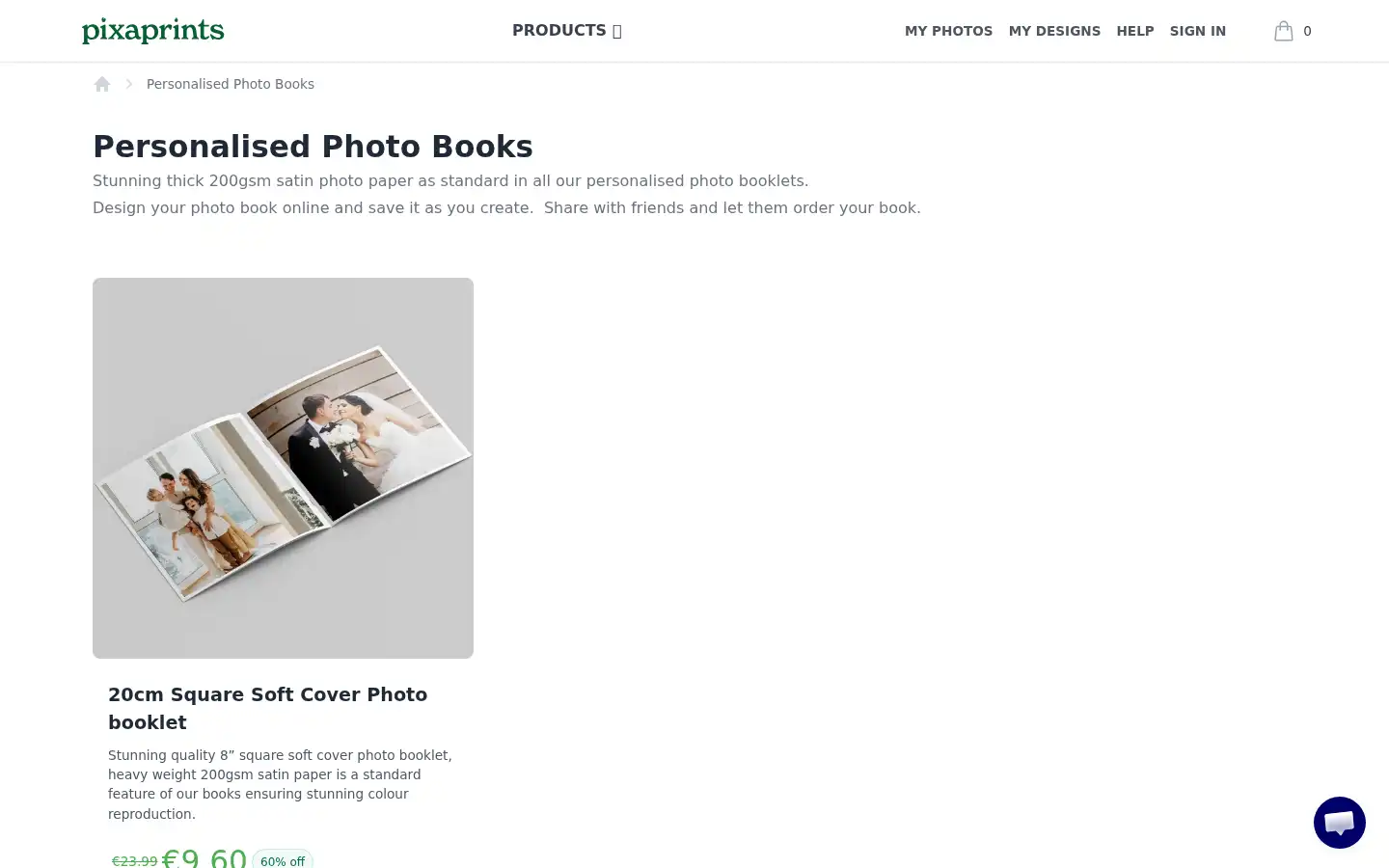 Screenshot of pixaprints.ie