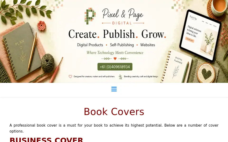 Screenshot of pixelandpagedigital.com