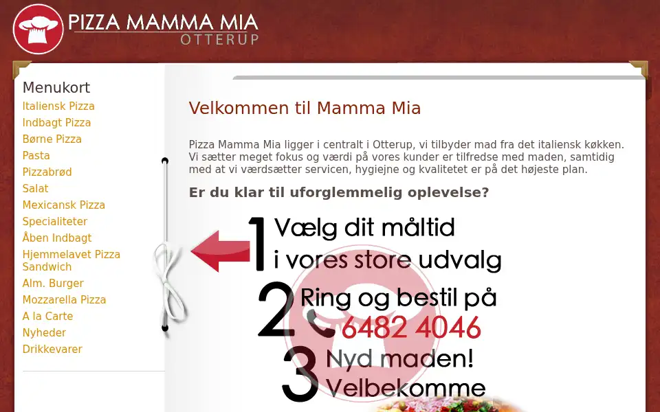 Screenshot of pizza-mammamia.dk