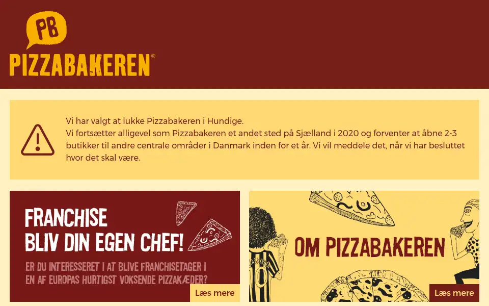 Screenshot of pizzabakeren.dk