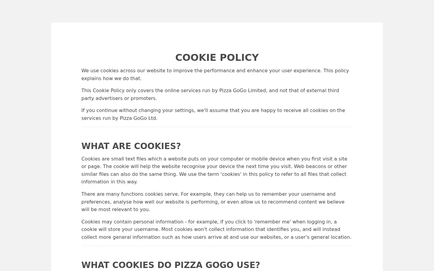 Screenshot of pizzagogo.co.uk