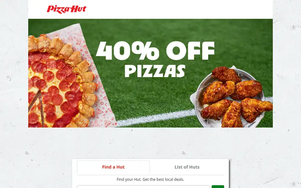 Screenshot of pizzahutdelivery.ie