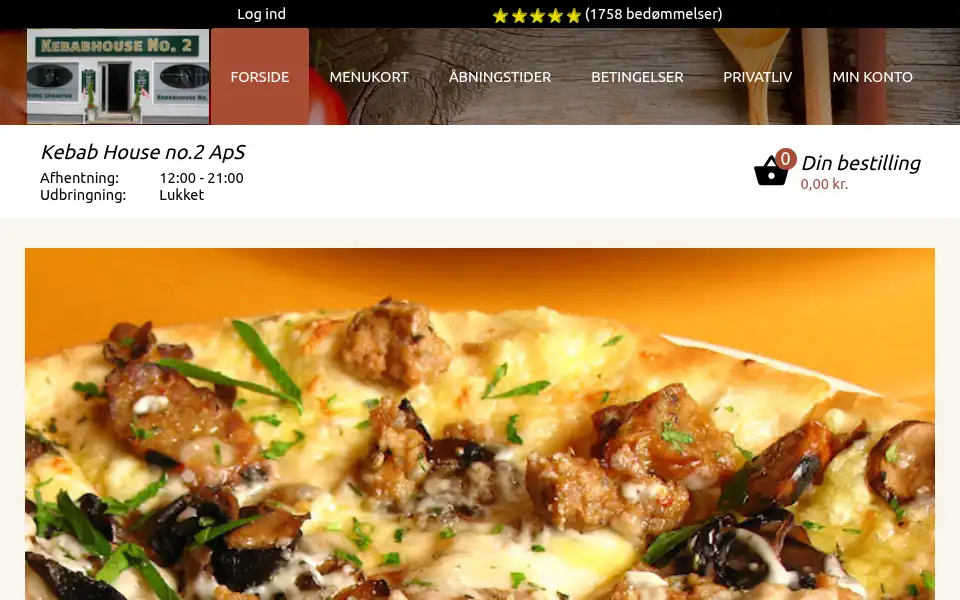 Screenshot of pizzakebabhouse.dk