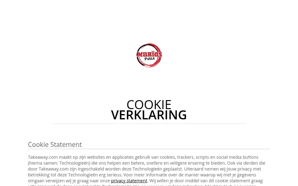 Screenshot of pizzamarios.be