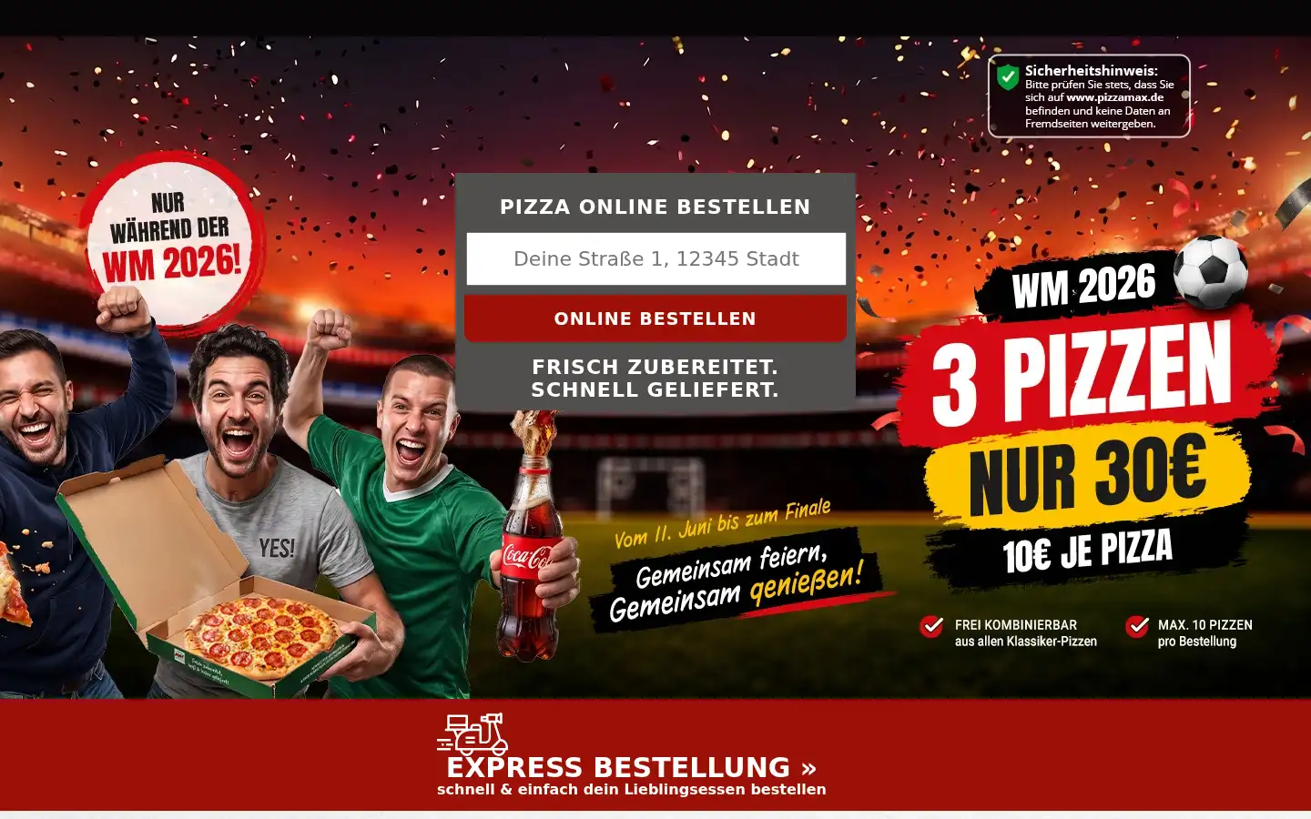 Screenshot of pizzamax.de