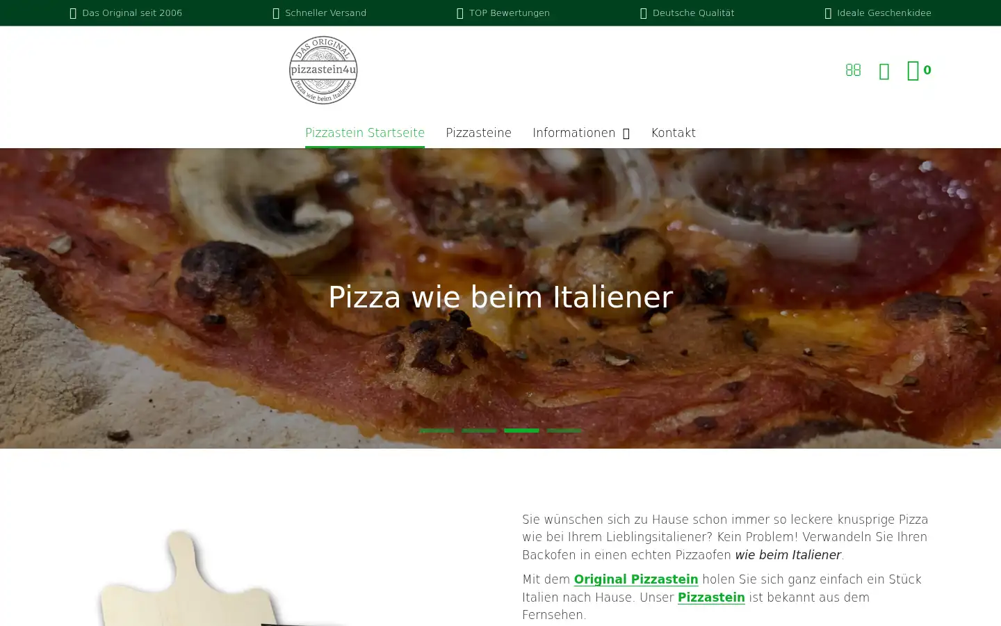 Screenshot of pizzastein4u.de