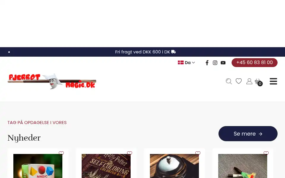 Screenshot of pjerrotmagic.dk