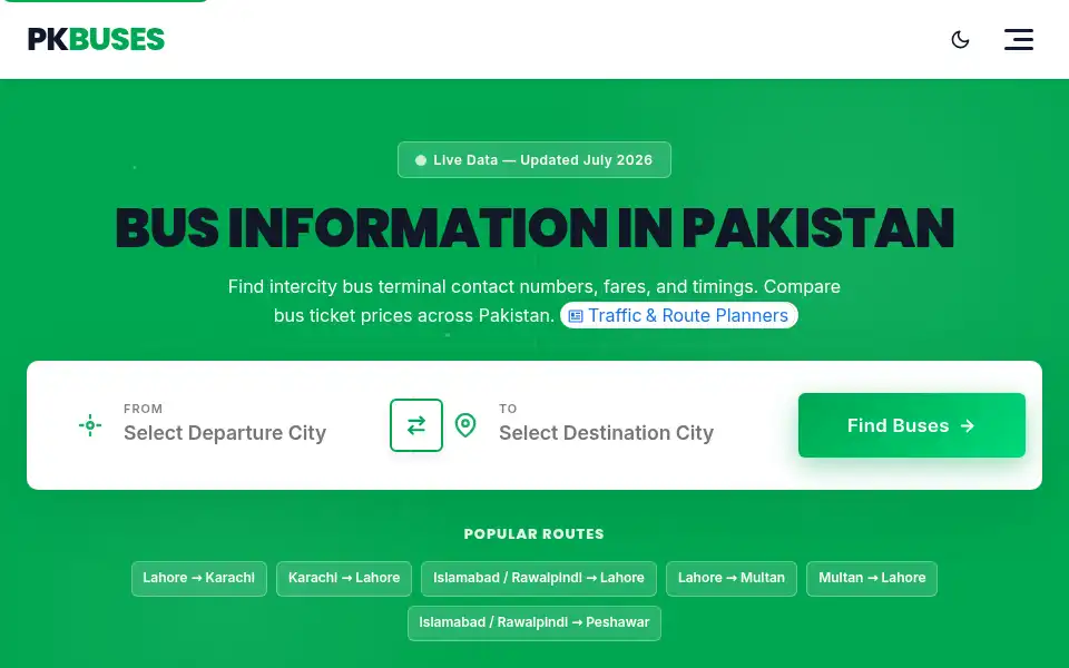 Screenshot of pkbuses.com