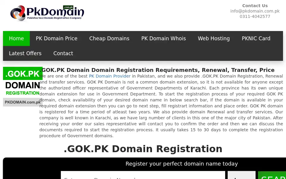 Screenshot of pkdomain.com.pk
