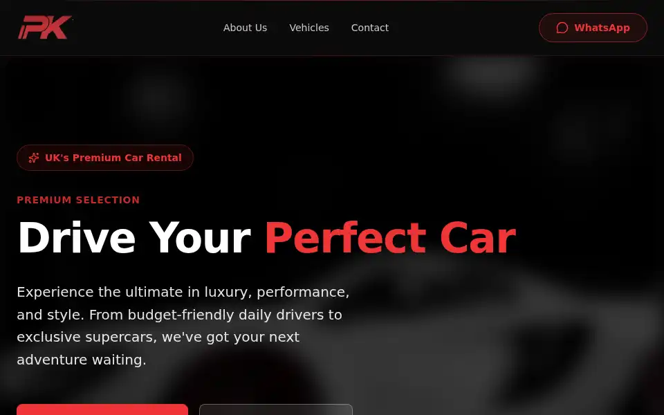 Screenshot of pkprestigehire.co.uk