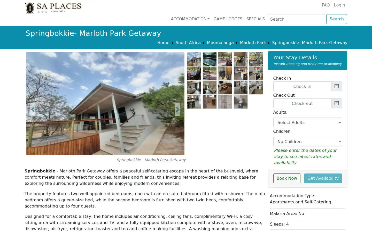 Screenshot of places.co.za