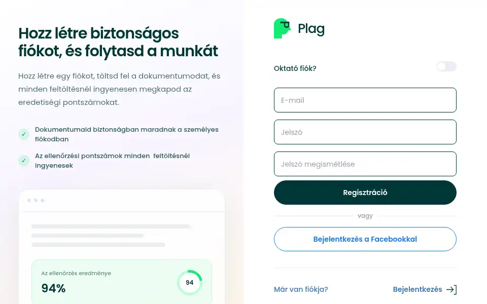 Screenshot of plag.hu