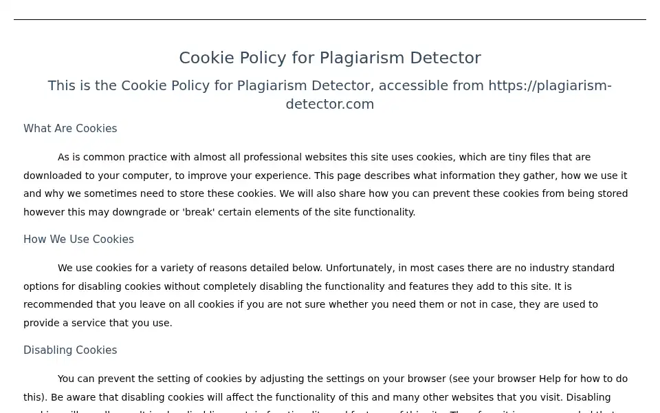 Screenshot of plagiarism-detector.com