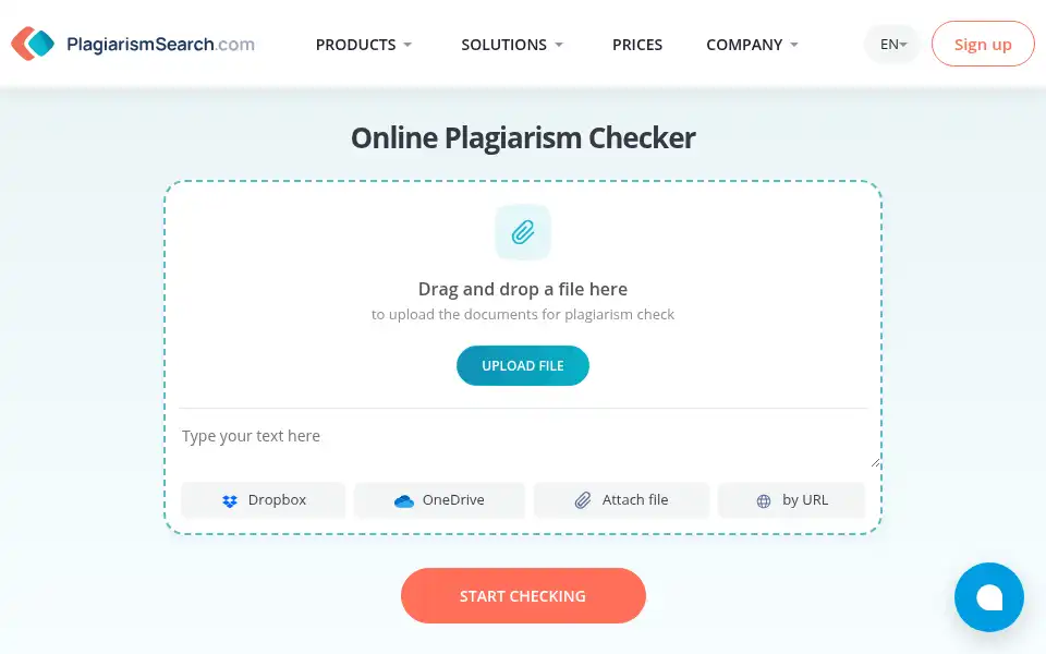 Screenshot of plagiarismsearch.com