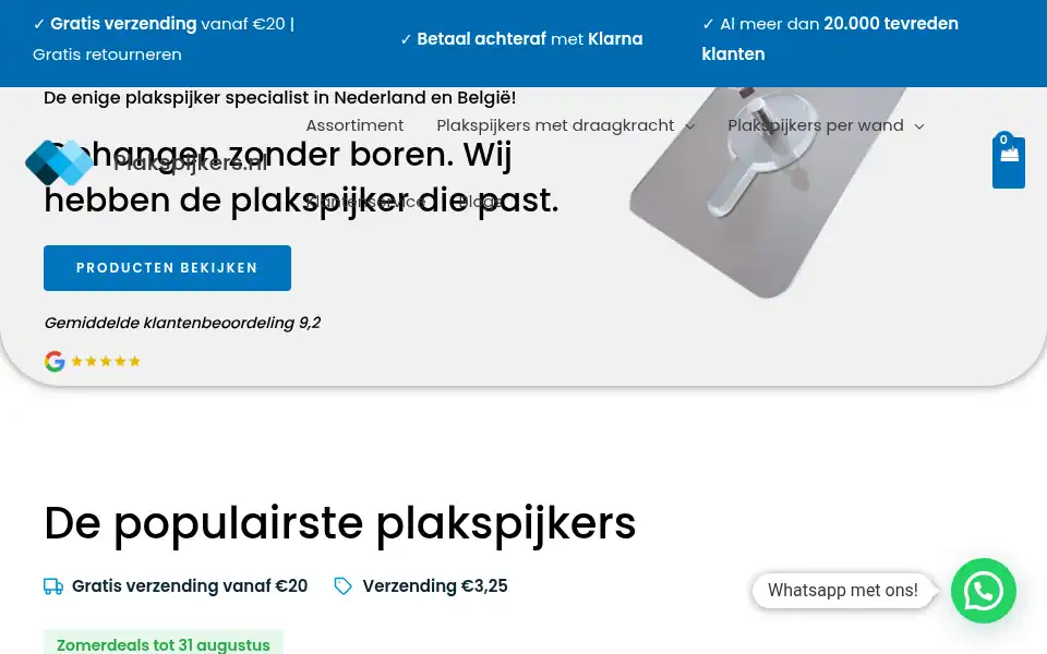 Screenshot of plakspijkers.nl