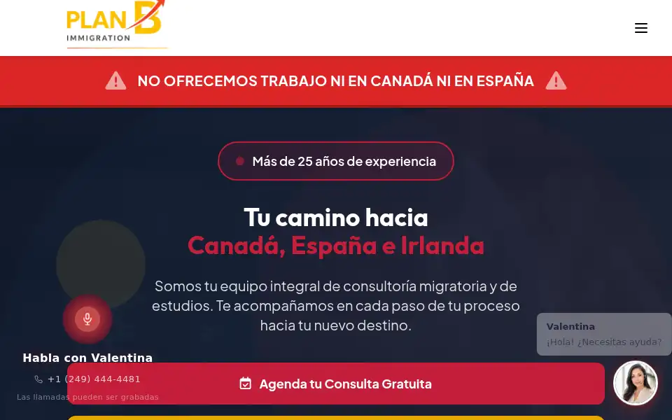 Screenshot of planbimmigration.com