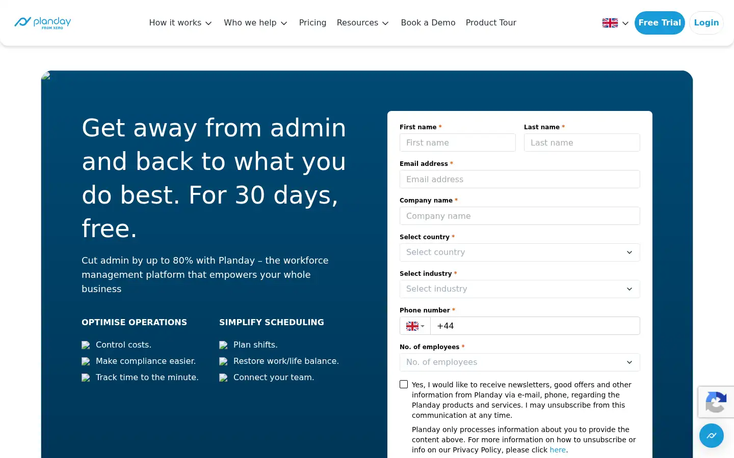 Screenshot of planday.com