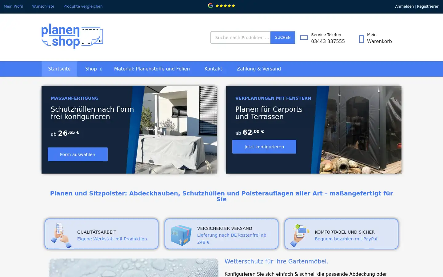 Screenshot of planen-shop.com