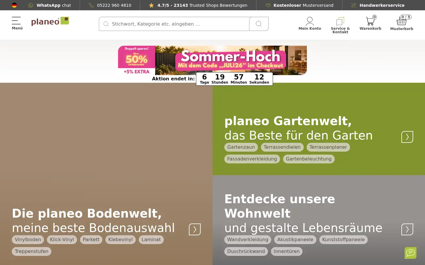 Screenshot of planeo.de