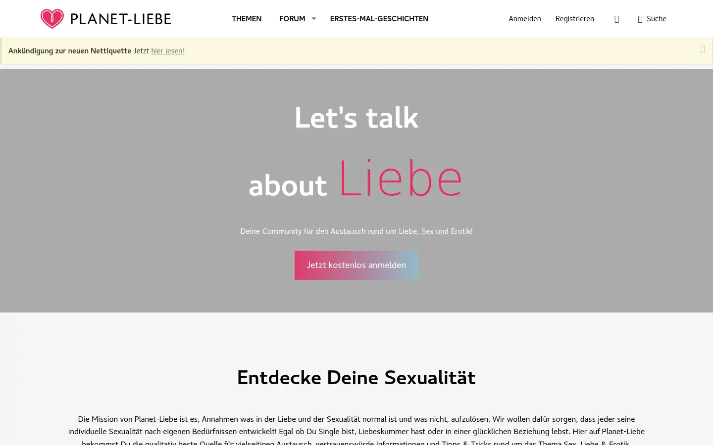 Screenshot of planet-liebe.de