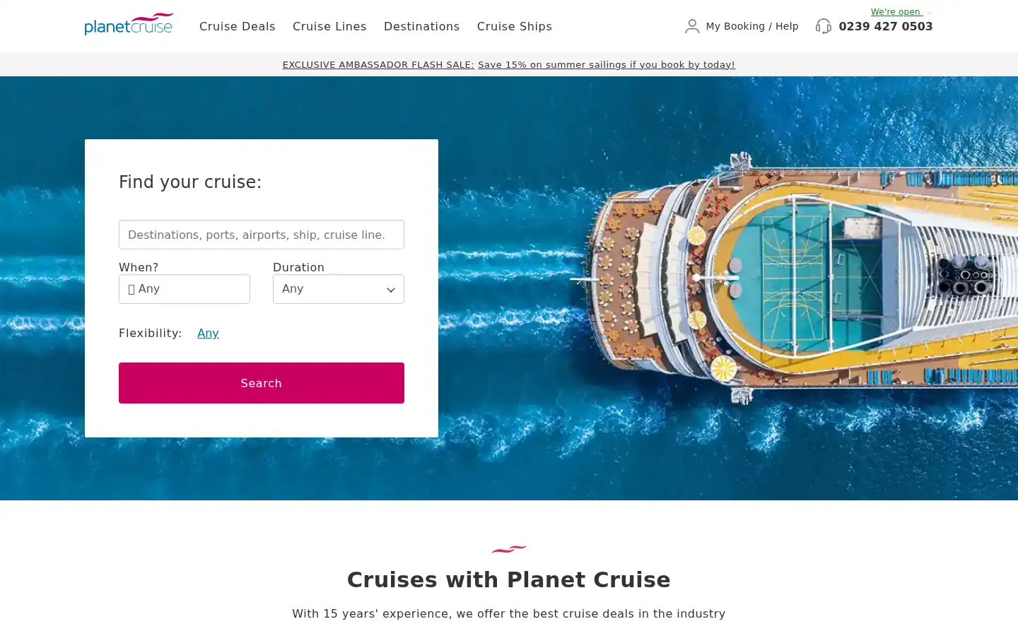 Screenshot of planetcruise.com