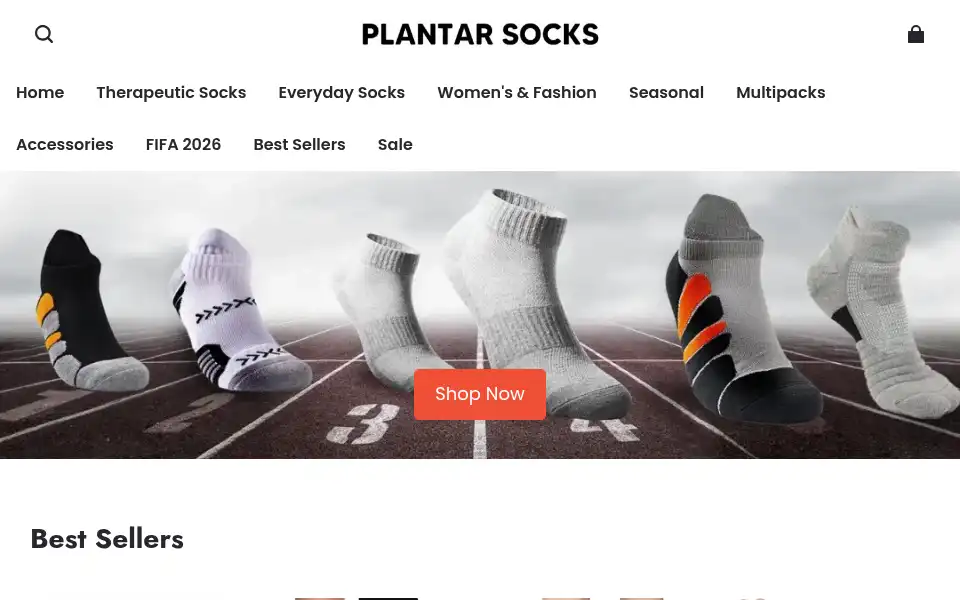 Screenshot of plantarsocks.com