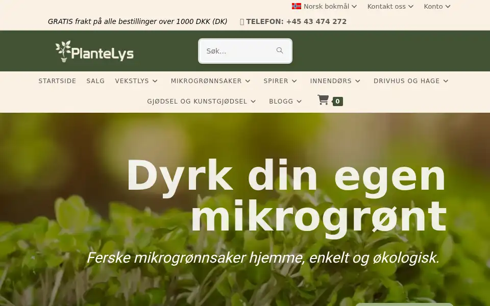 Screenshot of plantelys.dk