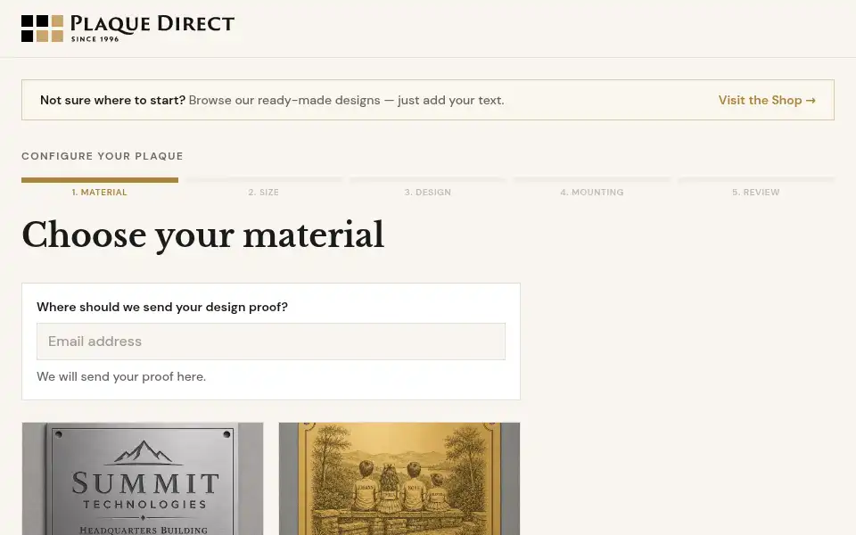 Screenshot of plaque-direct.com