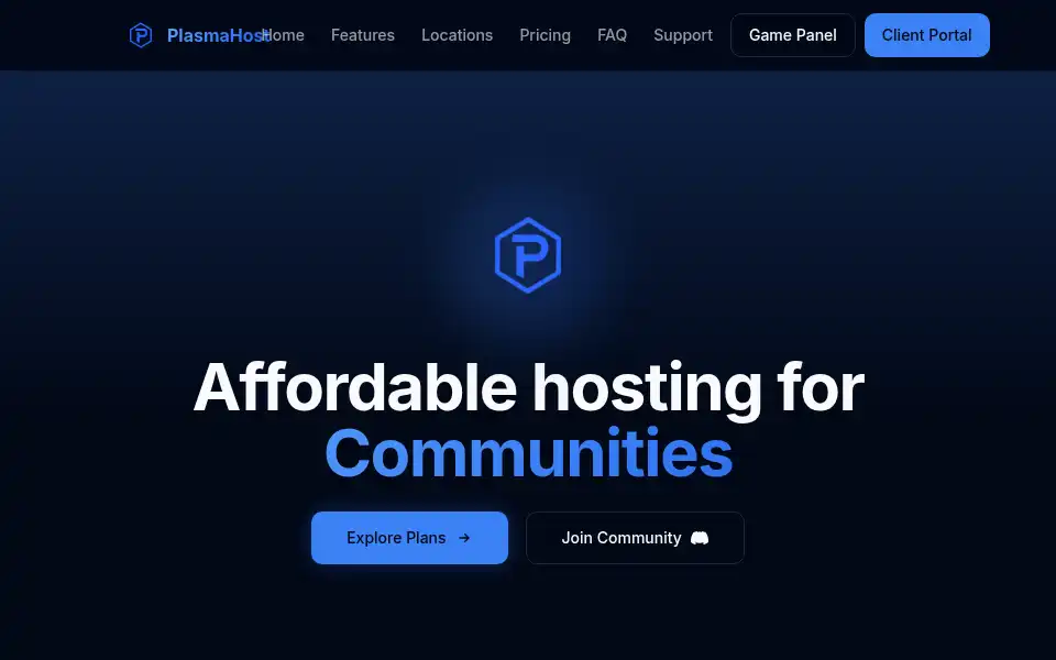 Screenshot of plasmahost.net