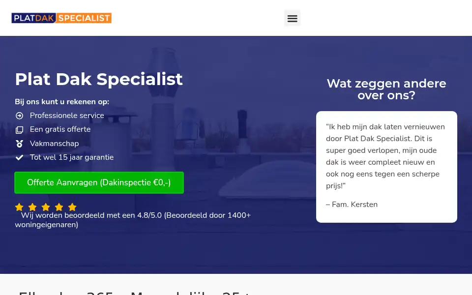 Screenshot of platdakspecialist.nl