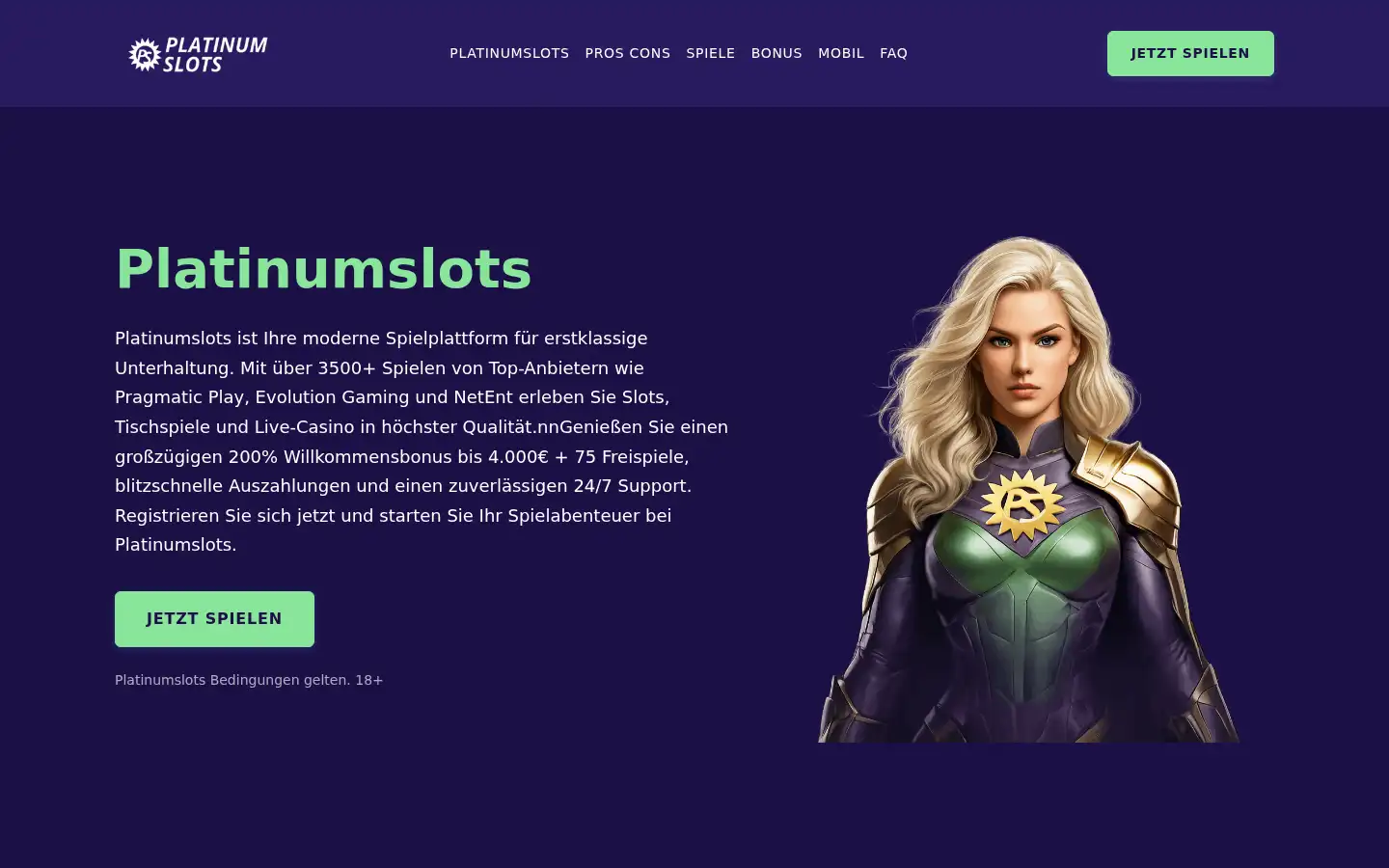 Screenshot of platincasino-online.de.com