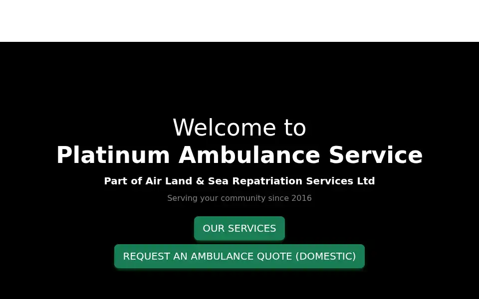 Screenshot of platinumambulance.co.uk