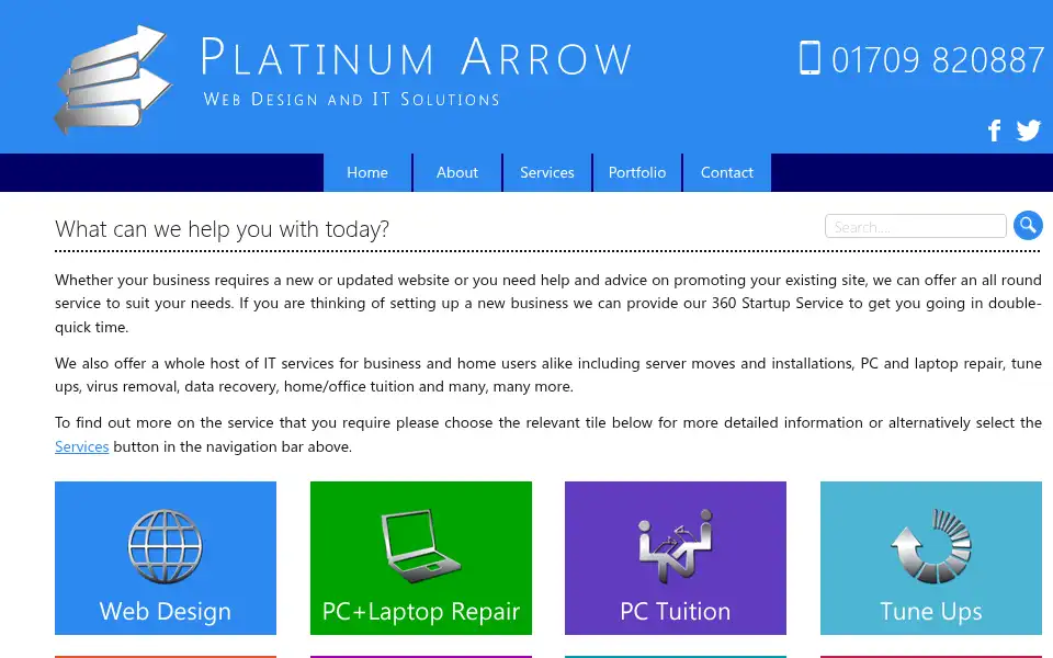 Screenshot of platinumarrow.co.uk