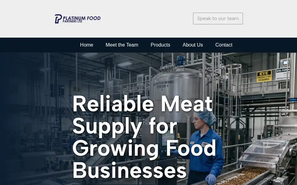 Screenshot of platinumfoodpartners.com