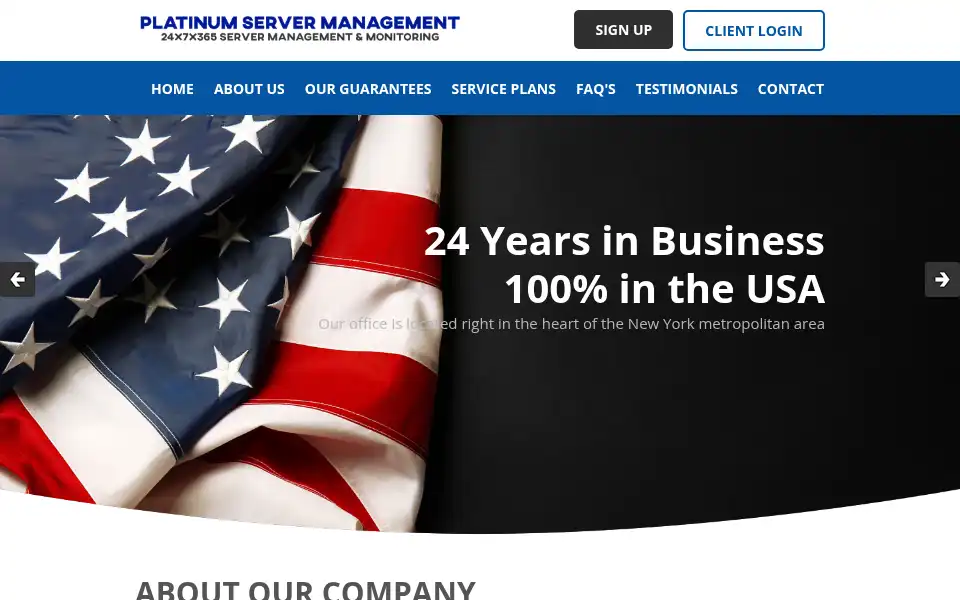 Screenshot of platinumservermanagement.com