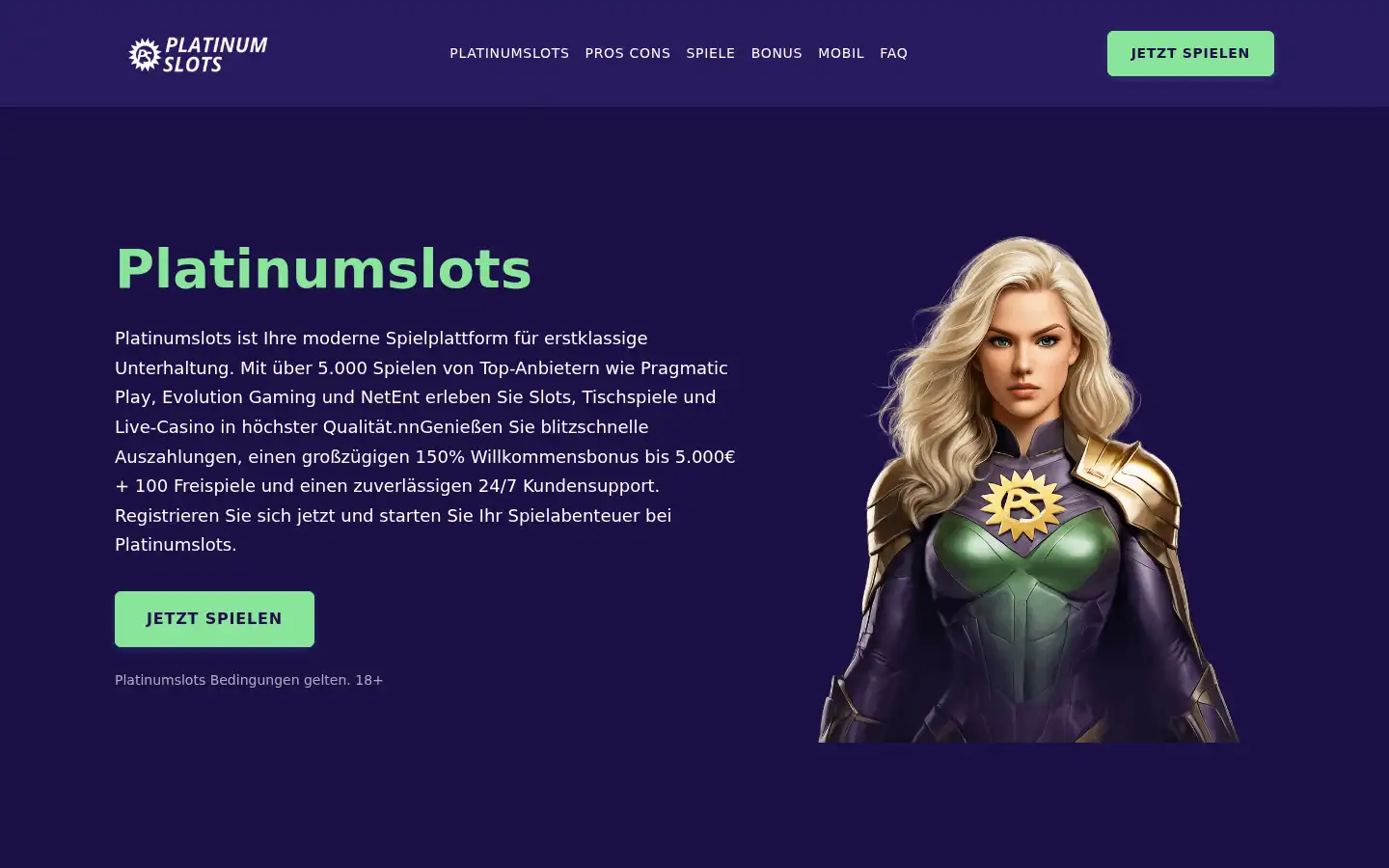 Screenshot of platinumslots.eu.com