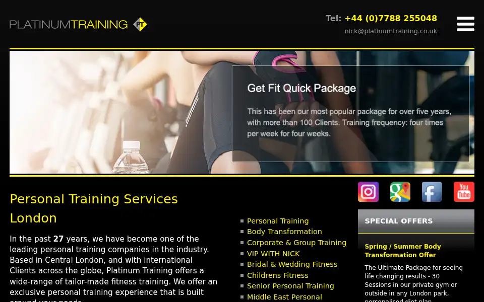 Screenshot of platinumtraining.co.uk
