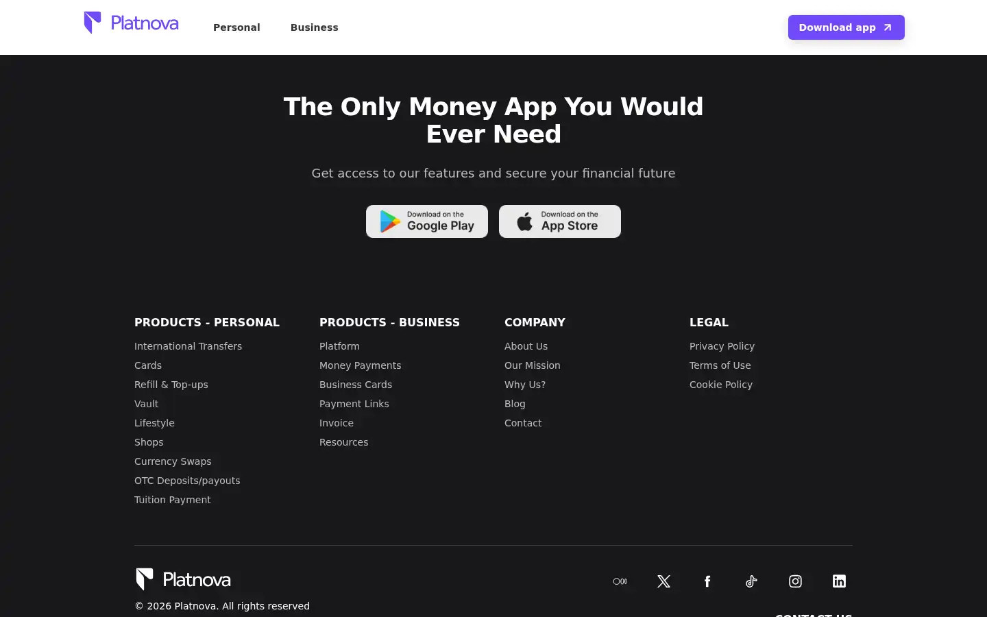 Screenshot of platnova.com
