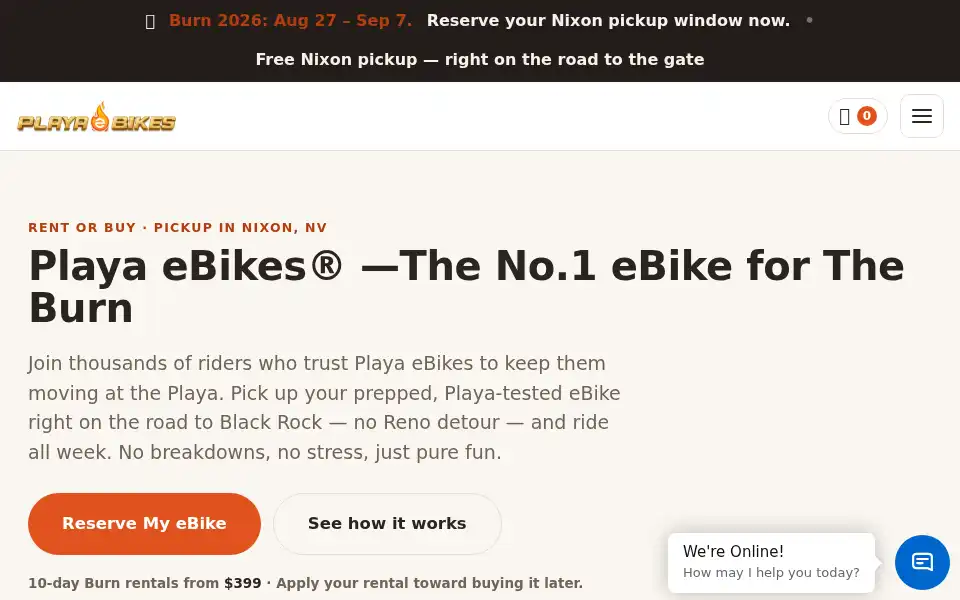Screenshot of playaebikes.com