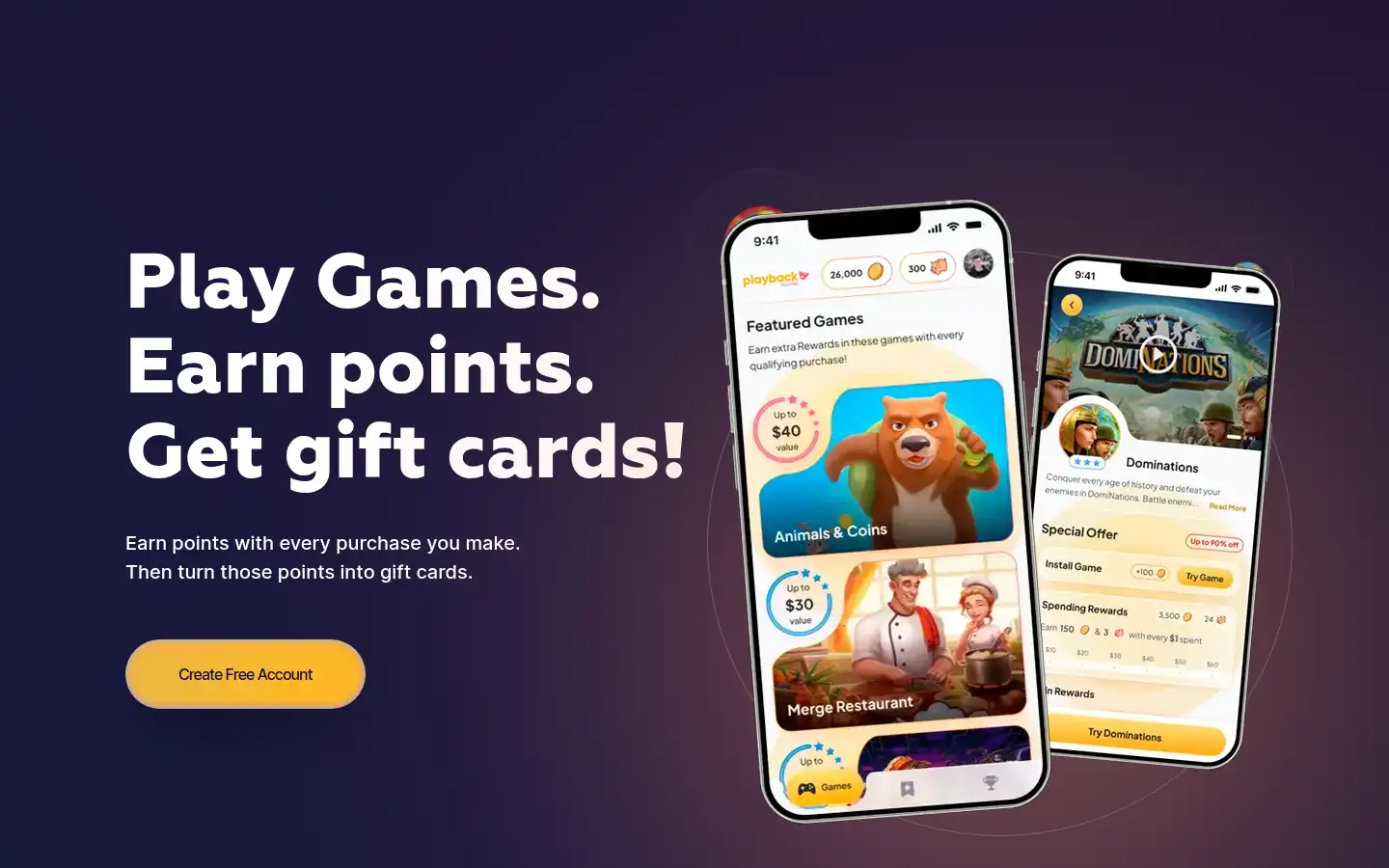 Screenshot of playbackrewards.com