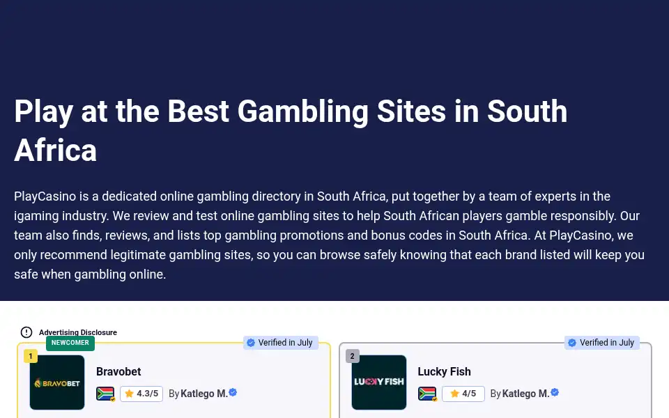 Screenshot of playcasino.co.za