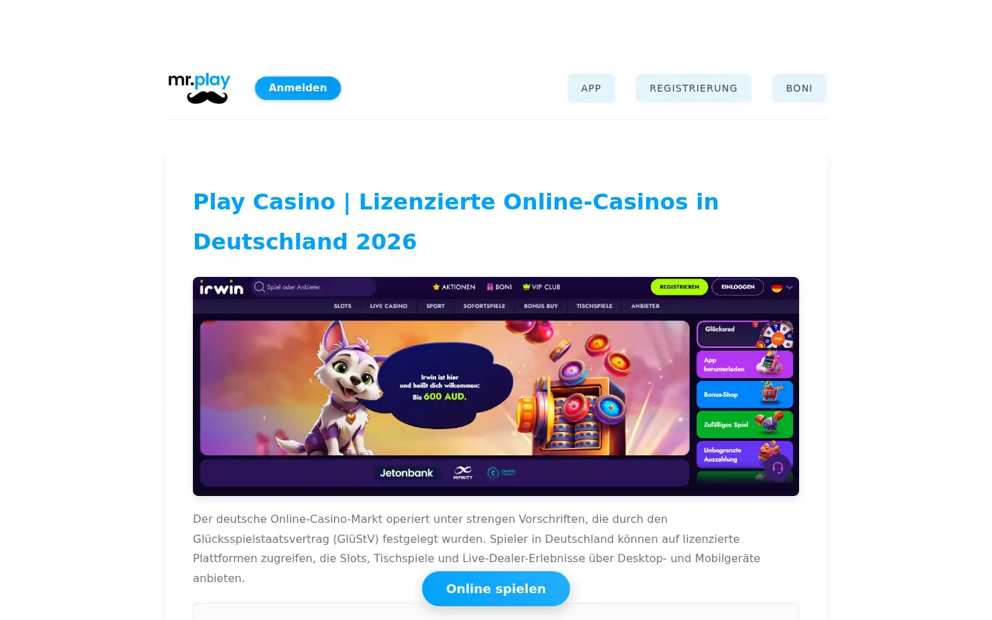 Screenshot of playcasino.com.de