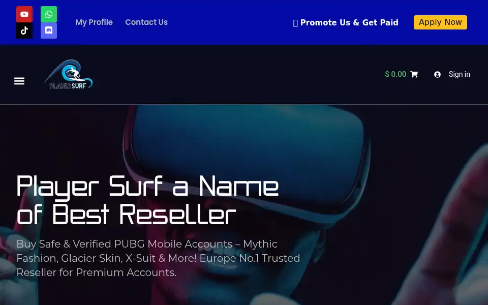 Screenshot of playersurf.com